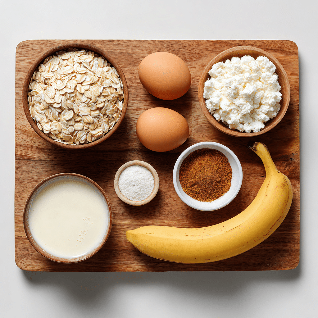 ingredients for banana cottage cheese pancakes