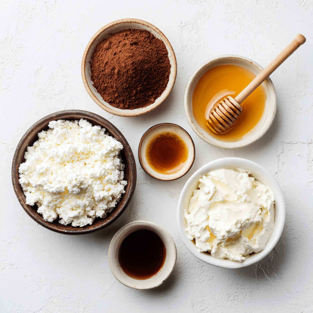 Ingredients for cottage cheese chocolate mousse