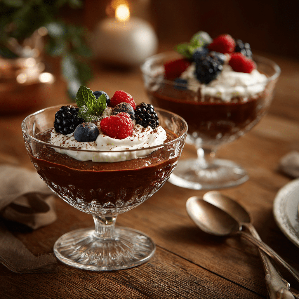 Served cottage cheese chocolate mousse dessert