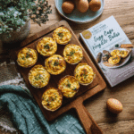 Freshly baked cottage cheese egg bites on a tray