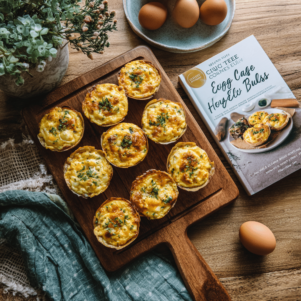Freshly baked cottage cheese egg bites on a tray