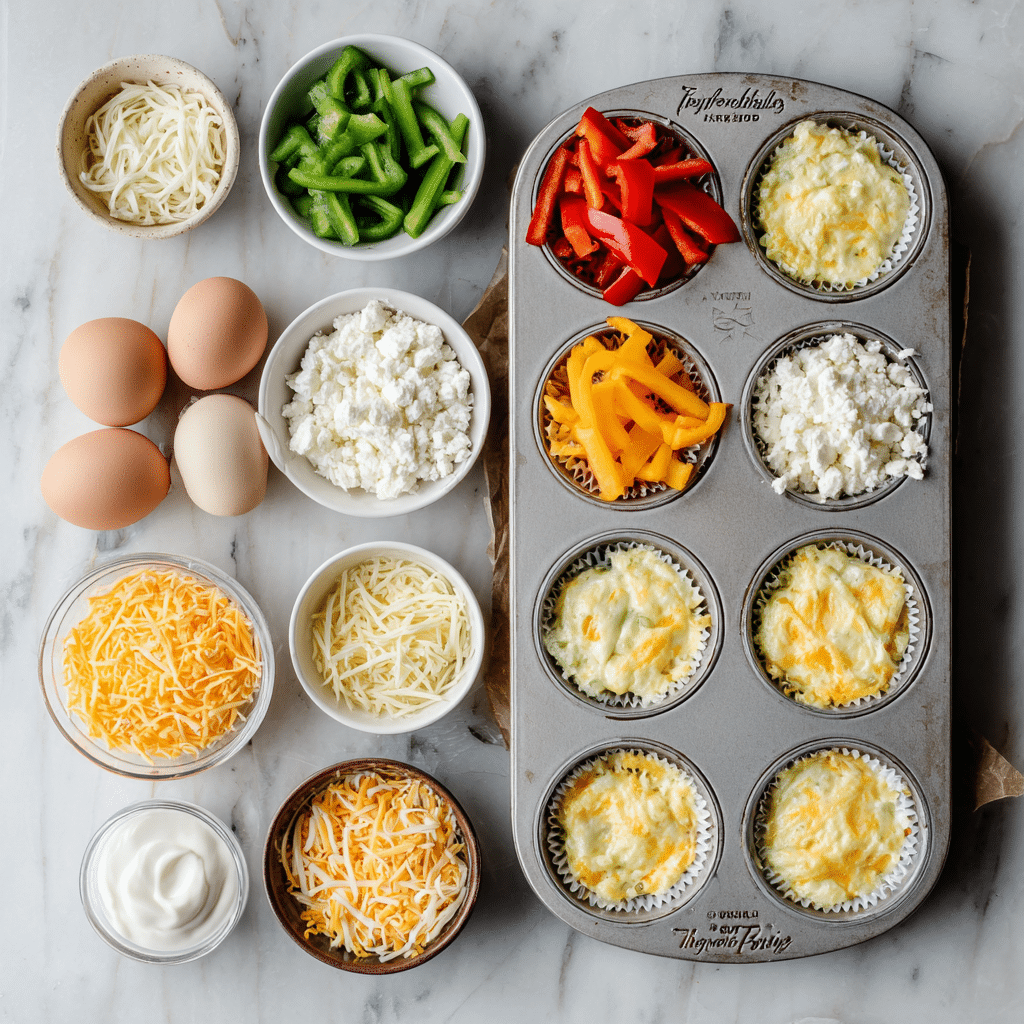 Ingredients for making cottage cheese egg bites