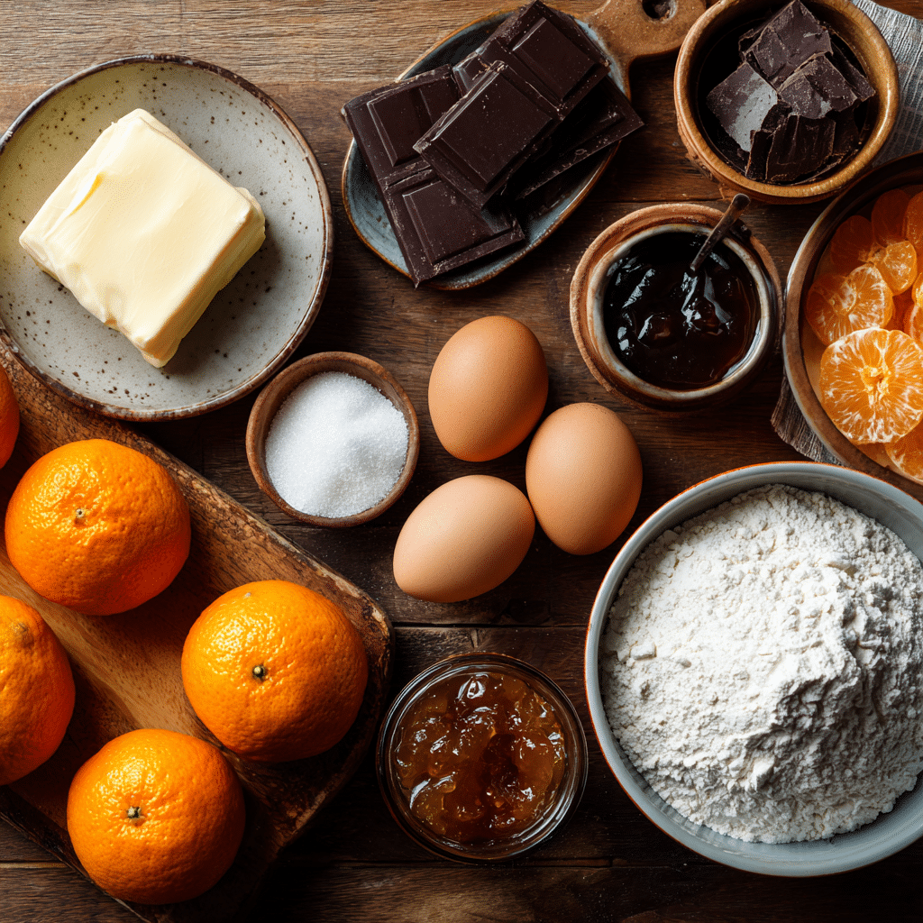  Jaffa Cakes Cake ingredients laid out on kitchen surface
