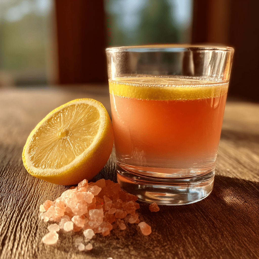 Pink salt drink ready to serve