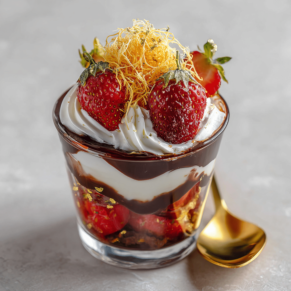 Finished Dubai chocolate strawberries dessert ready to serve