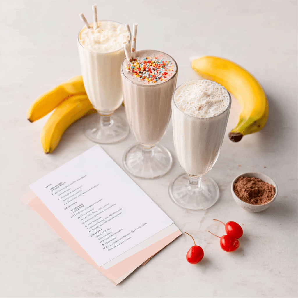 Recipe card for banana protein shake