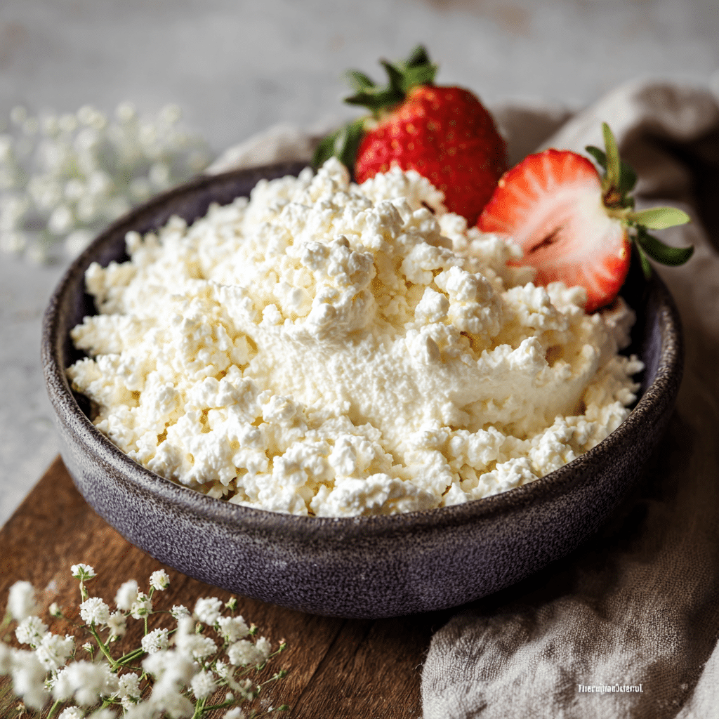 Served homemade vegan cottage cheese