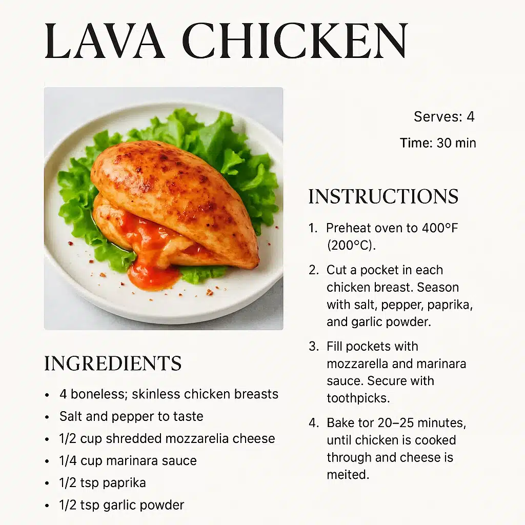 Lava chicken ingredients on counter
