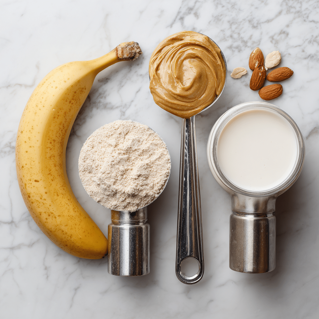 Protein shake recipes ingredients banana peanut butter almond milk