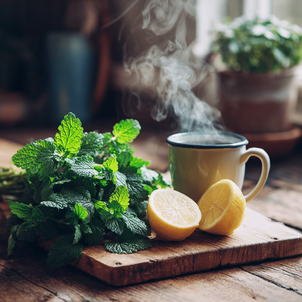 Lemon Balm Recipe That’s Refreshing, Healing & Easy to Make 8 Making lemon balm syrup on stovetop