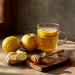 Natural Mounjaro drink on a rustic Brazilian table