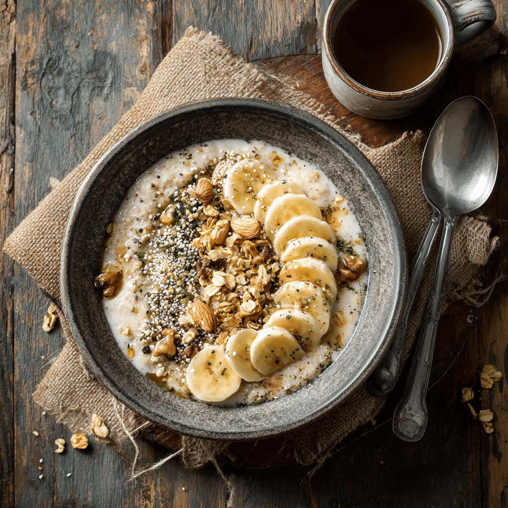 Protein porridge with banana and seeds