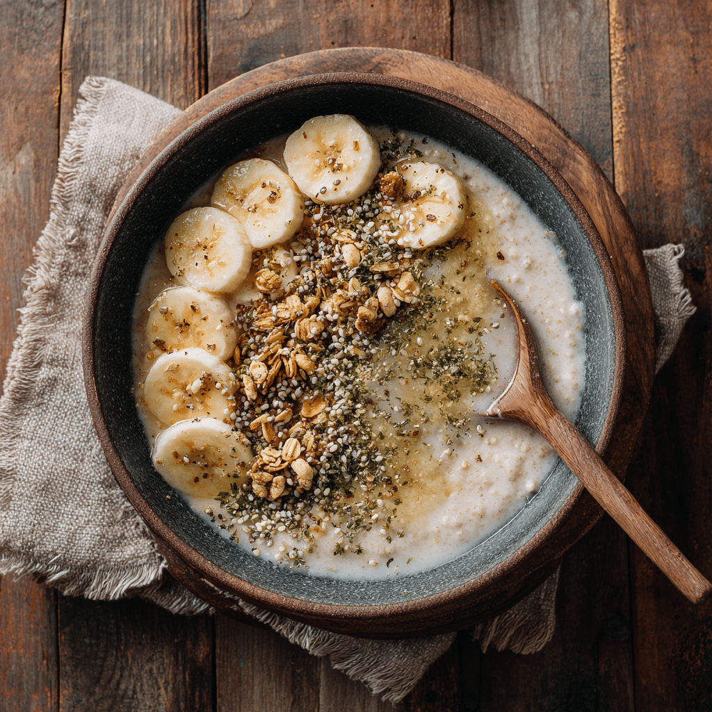 Protein porridge with banana and seeds