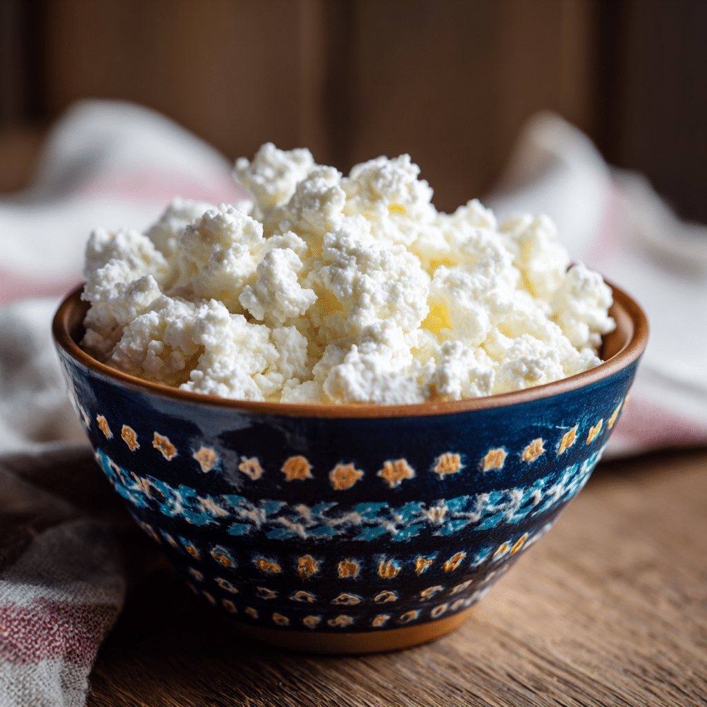 Homemade vegan cottage cheese in bowl