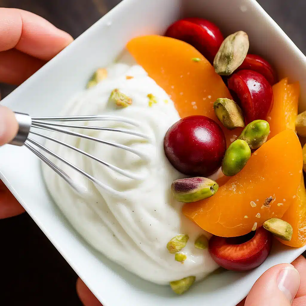 Smooth and creamy yogurt being whisked to perfection