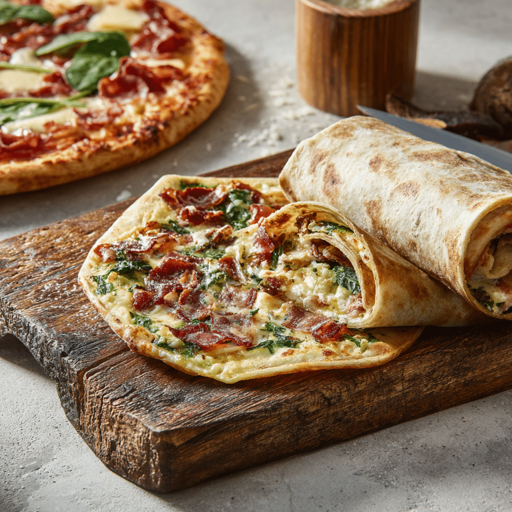 Final cottage cheese flatbread wrap and pizza