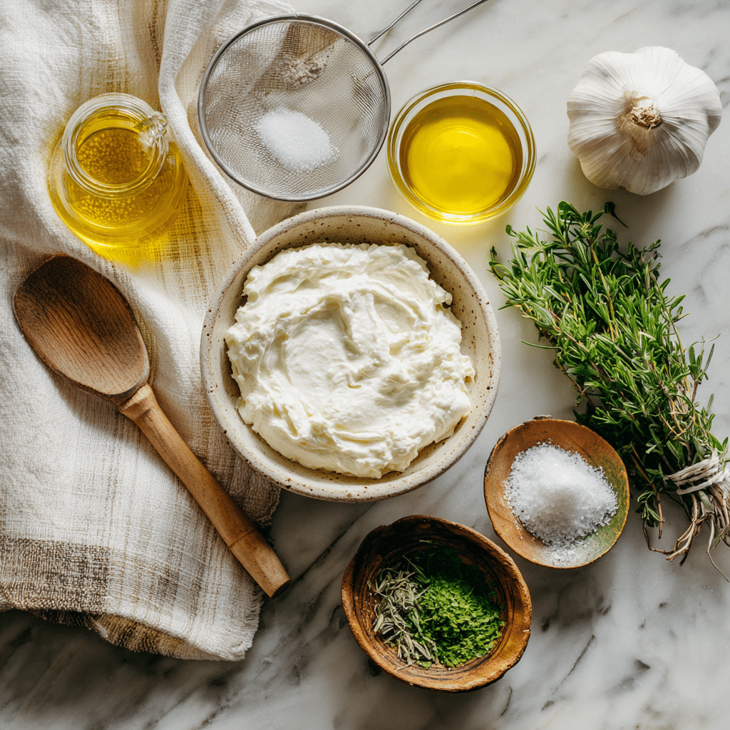 Ingredients needed to make dry yogurt at home