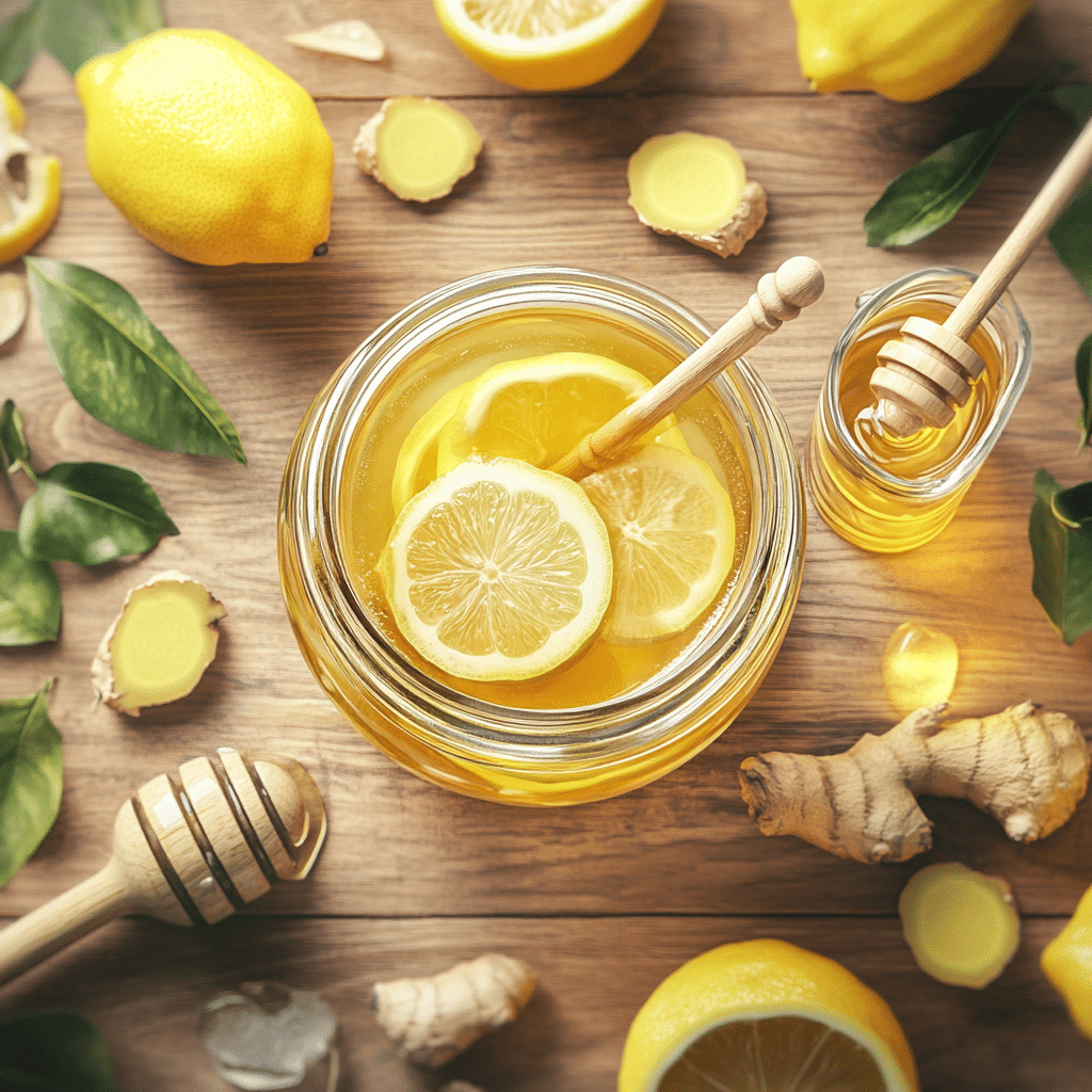 Natural Mounjaro recipe in glass with lemon and ginger