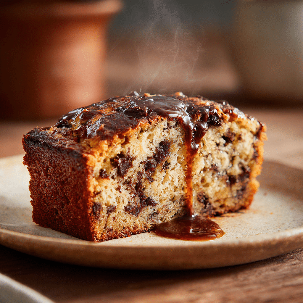 Fresh warm slice of banana bread