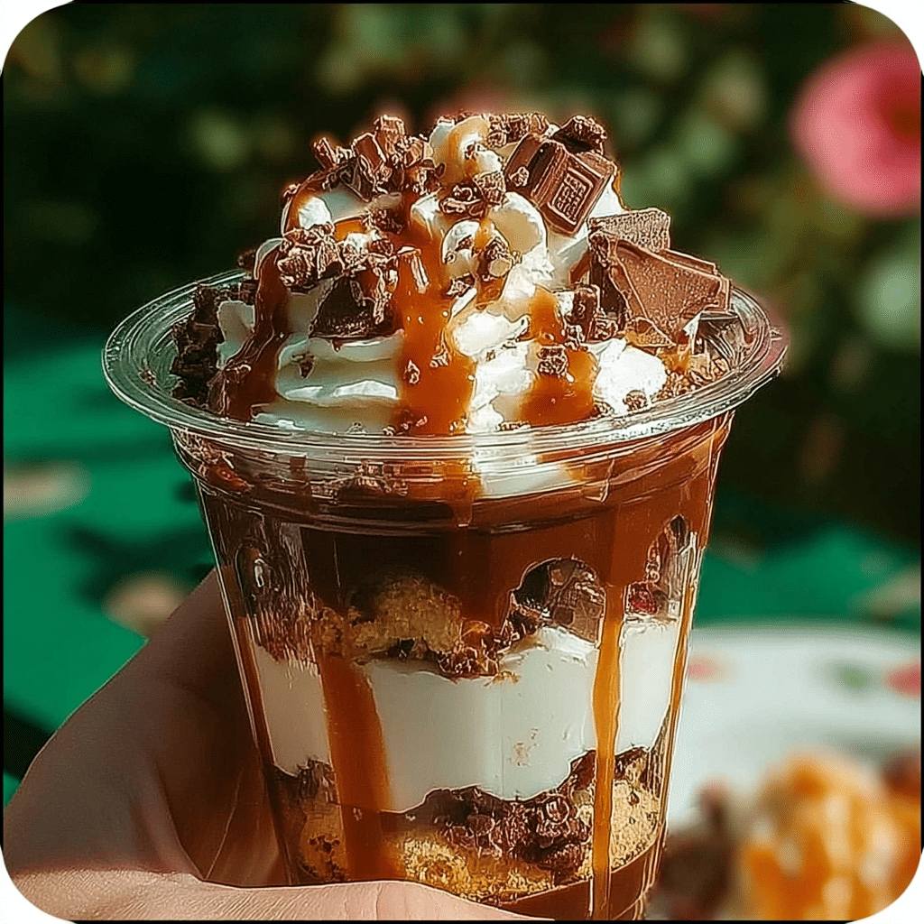 Cheesecake layer piped onto brownie base