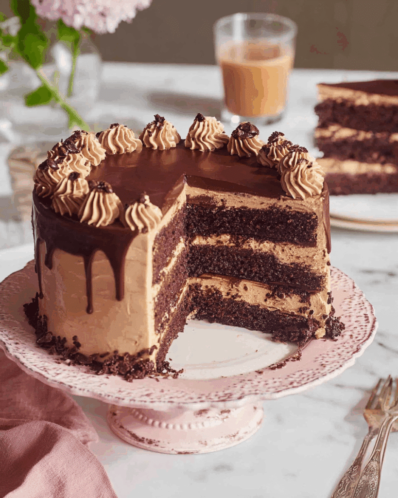 Mocha Cake with Ganache and Buttercream