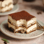 Tiramisu recipe layered dessert with cocoa and mascarpone