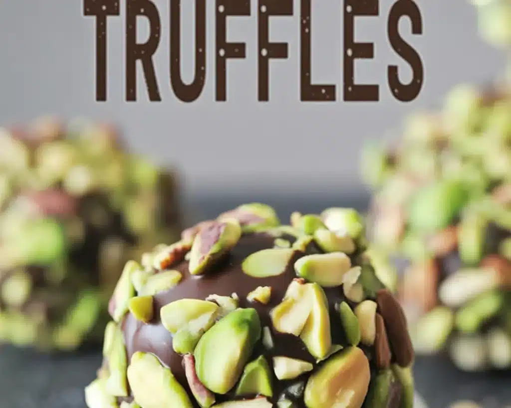 Delicious pistachio chocolate truffles made with creamy pistachio butter