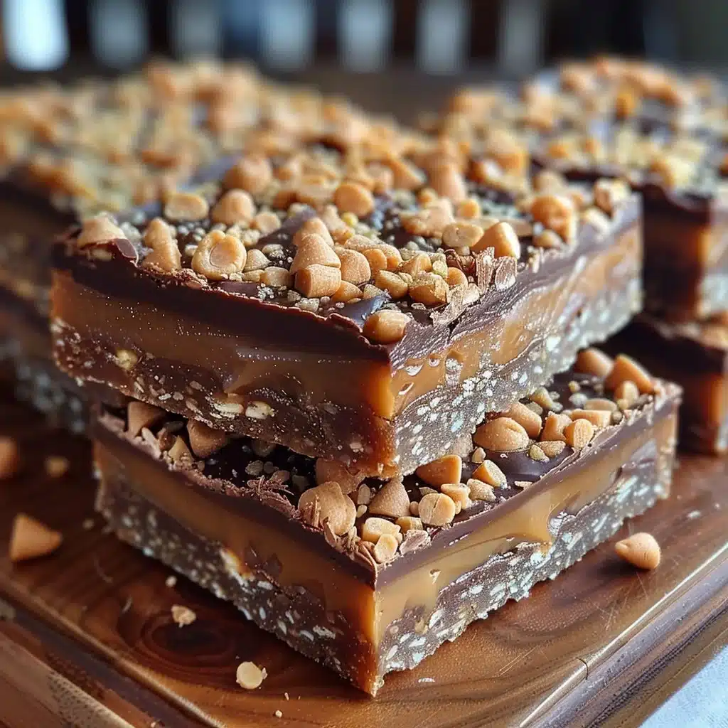 Caramel Chocolate Crunch Bars 4 Delicious Caramel Chocolate Crunch Bars with layers of chocolate and crunch