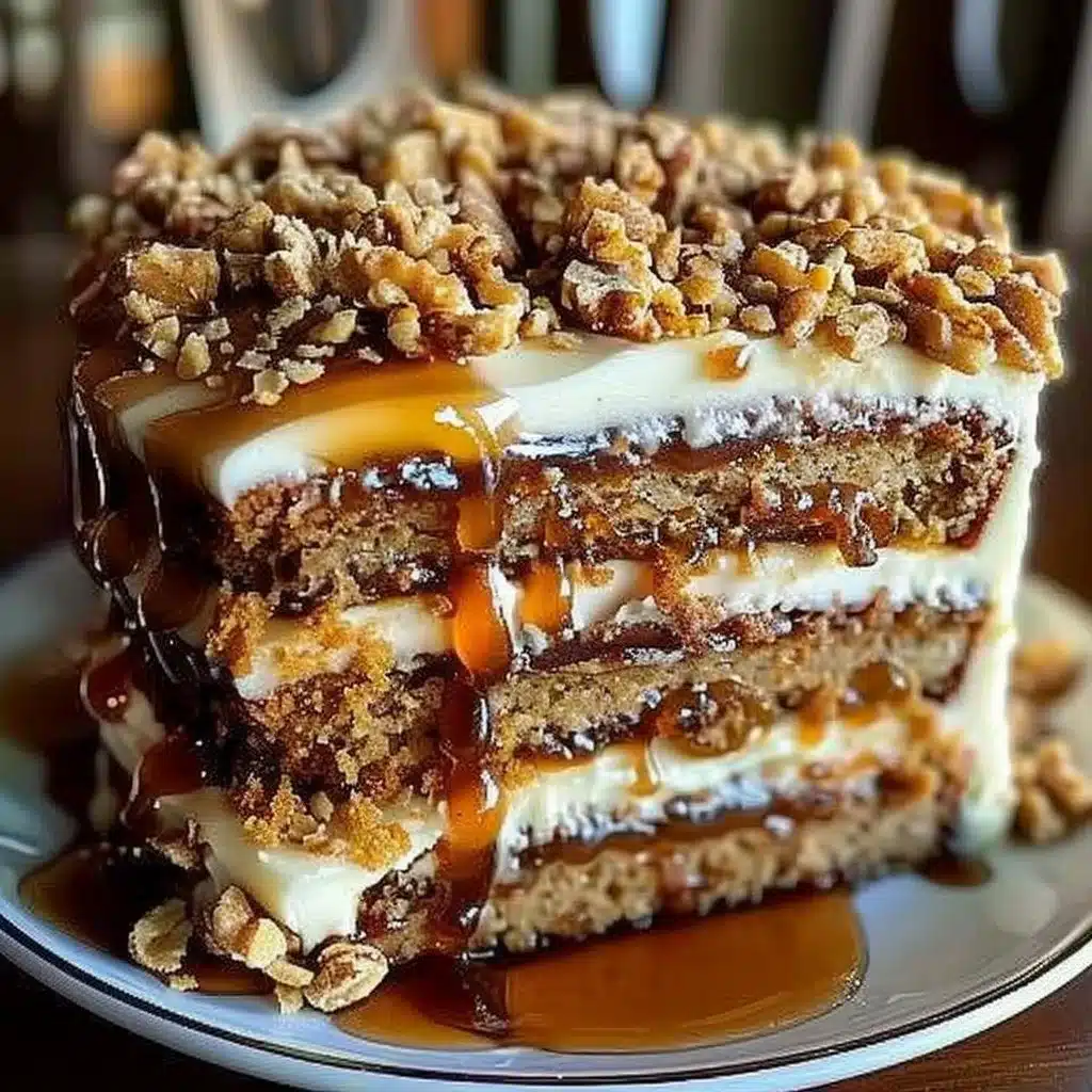 Christmas Toffee Crunch Cake 4 Delicious Christmas Toffee Crunch Cake topped with caramel and nuts