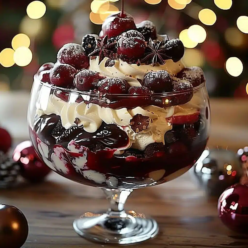Festive Black Forest Trifle 4 Delicious festive Black Forest Trifle layered with chocolate and cherries