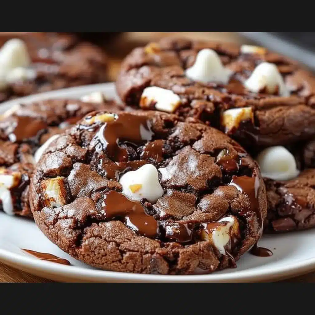 Hot Chocolate Cookies 4 Freshly baked hot chocolate cookies topped with chocolate chips.