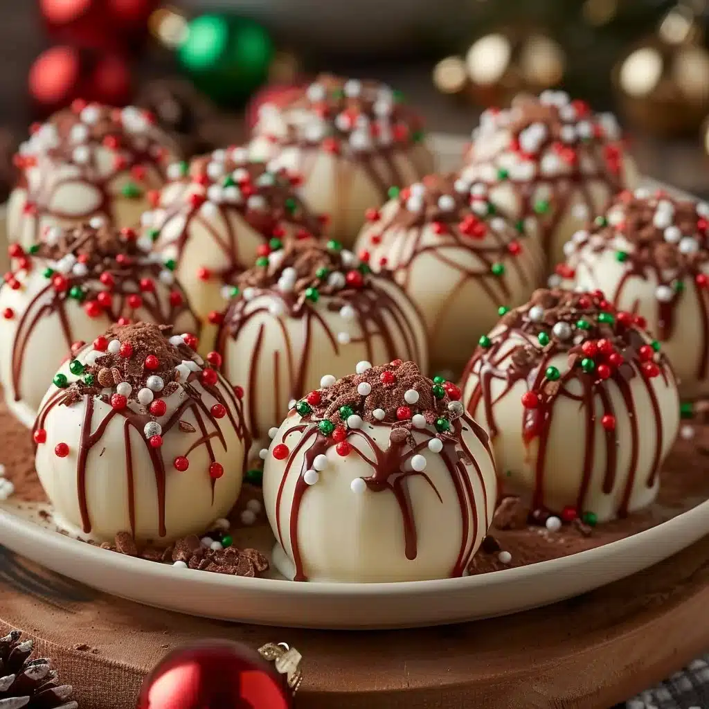 No-Bake Christmas Cheesecake Bites 4 Delicious no-bake Christmas cheesecake bites decorated with festive toppings.
