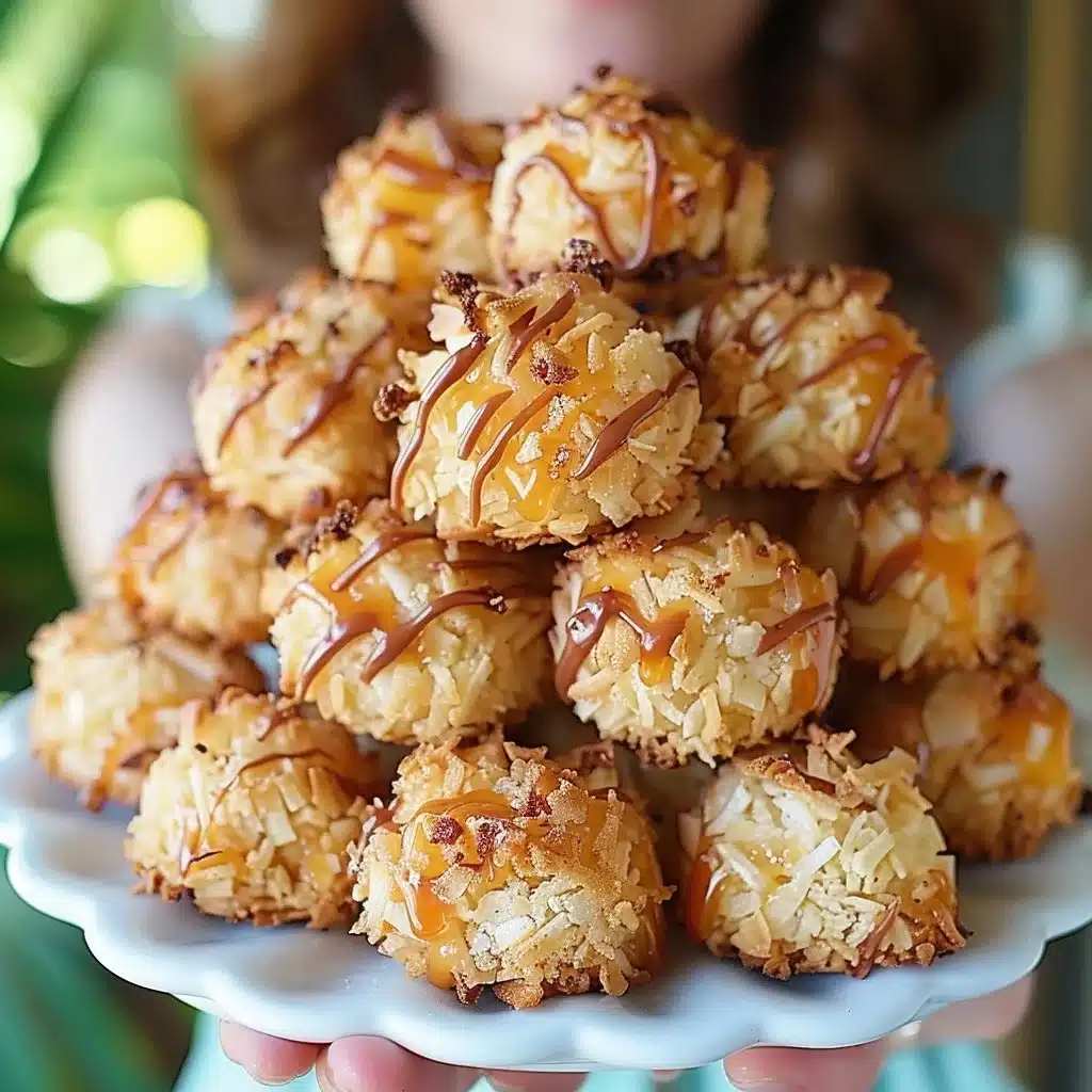 No Bake Salted Caramel Coconut Macaroons 4 No Bake Salted Caramel Coconut Macaroons on a plate