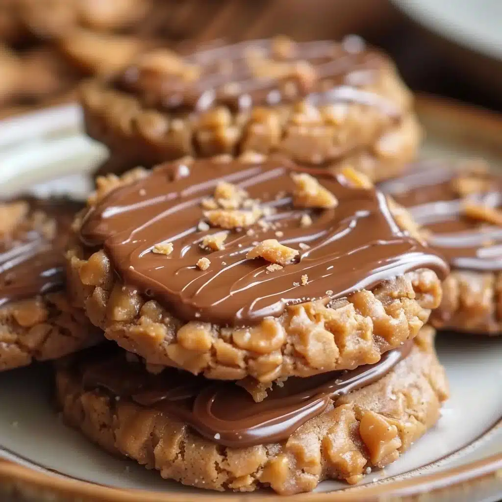 Peanut Butter Chocolate Caramel Cookies 4 Delicious Peanut Butter Chocolate Caramel Cookies stacked together