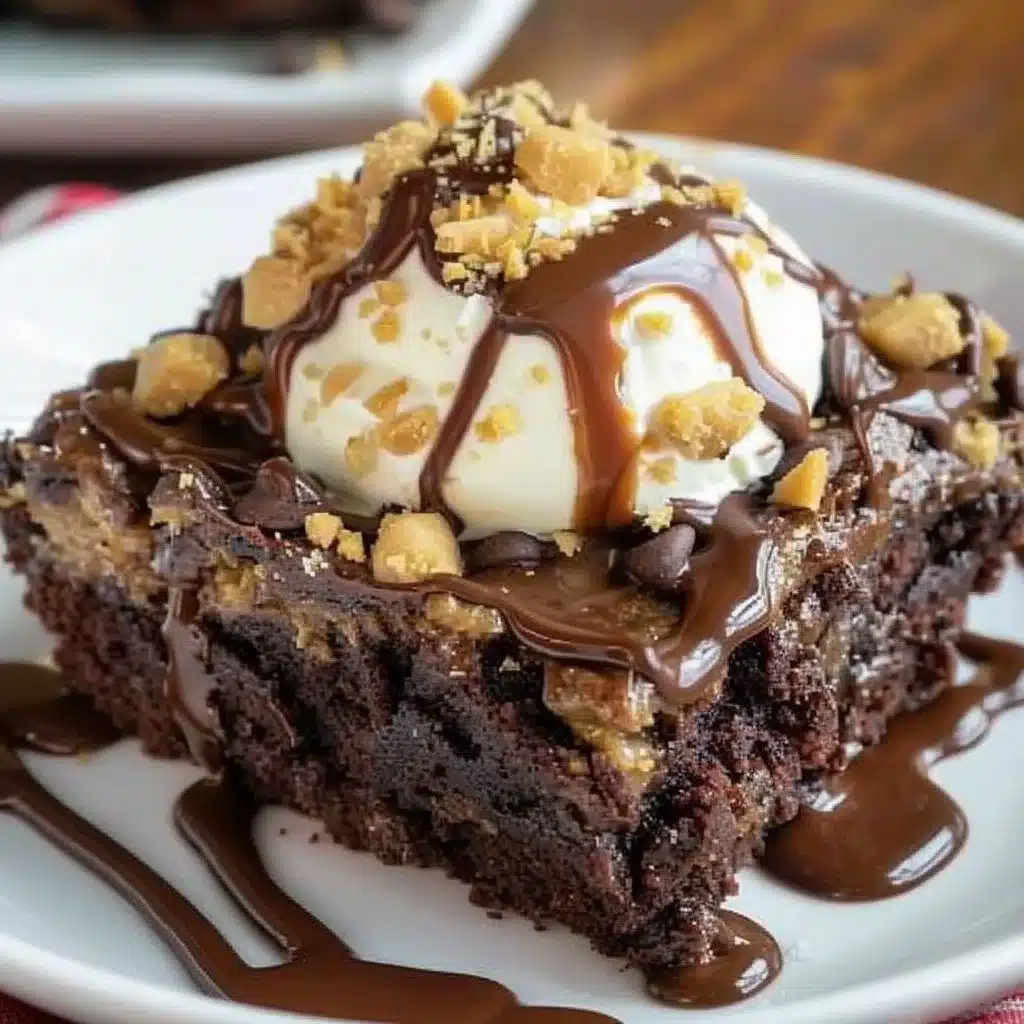 Peanut Butter Cup Dump Cake 4 Delicious Peanut Butter Cup Dump Cake with chocolate and peanut butter layers