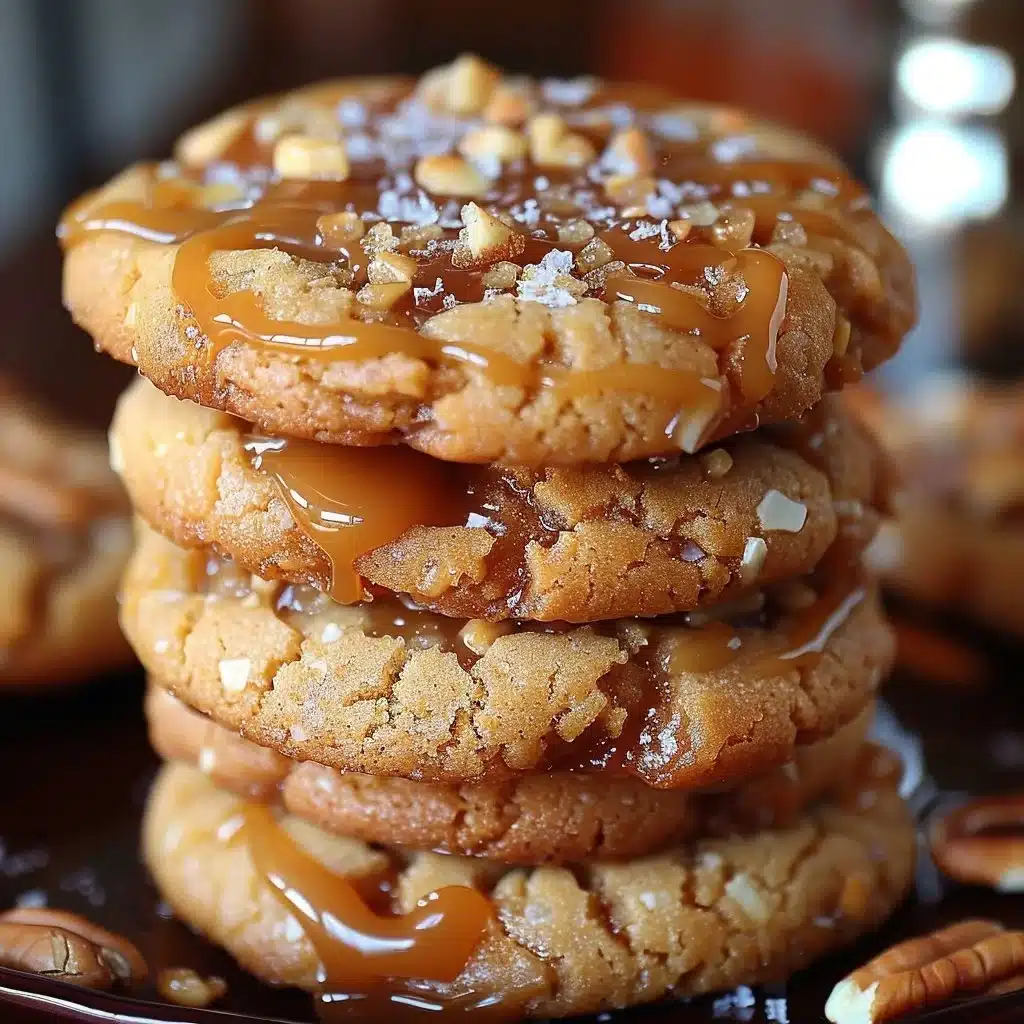 Salted Caramel Crunch Cookies 4 Delicious salted caramel crunch cookies topped with sea salt