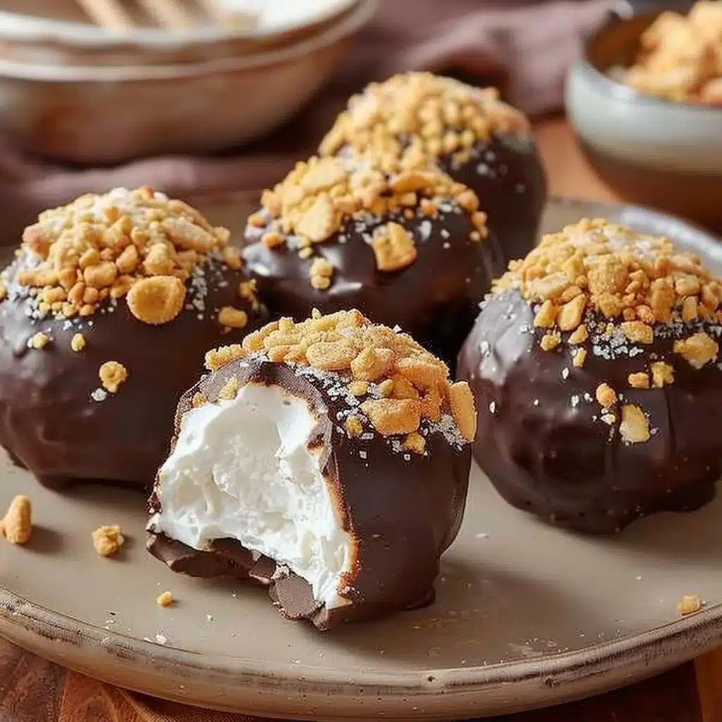 S'mores Marshmallow Truffles 4 Decadent S'mores Marshmallow Truffles made with chocolate, graham crackers, and marshmallows