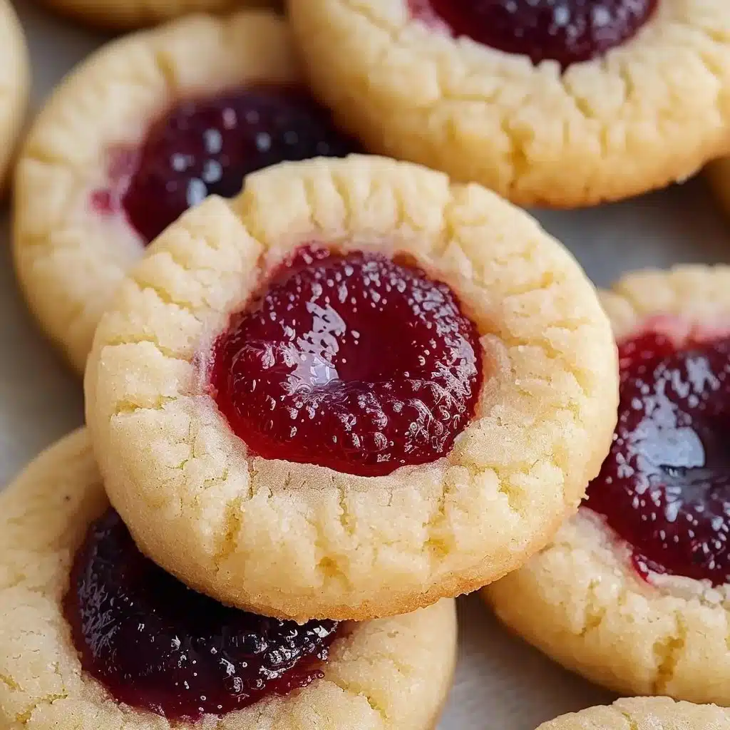 Soft Christmas Thumbprint Cookies 4 Delicious soft Christmas thumbprint cookies filled with colorful jam for the holidays.