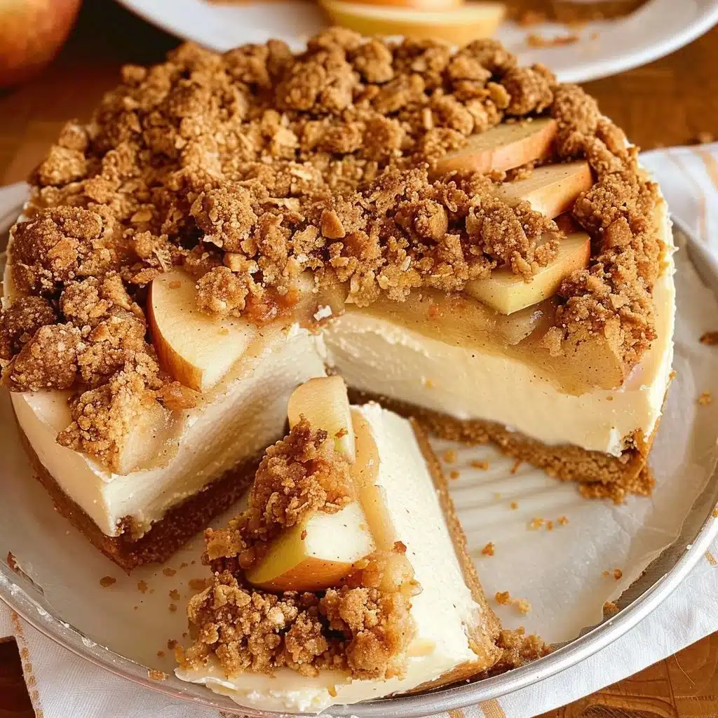 Apple Crumble Cheesecake 4 Delicious slice of Apple Crumble Cheesecake topped with crumble topping