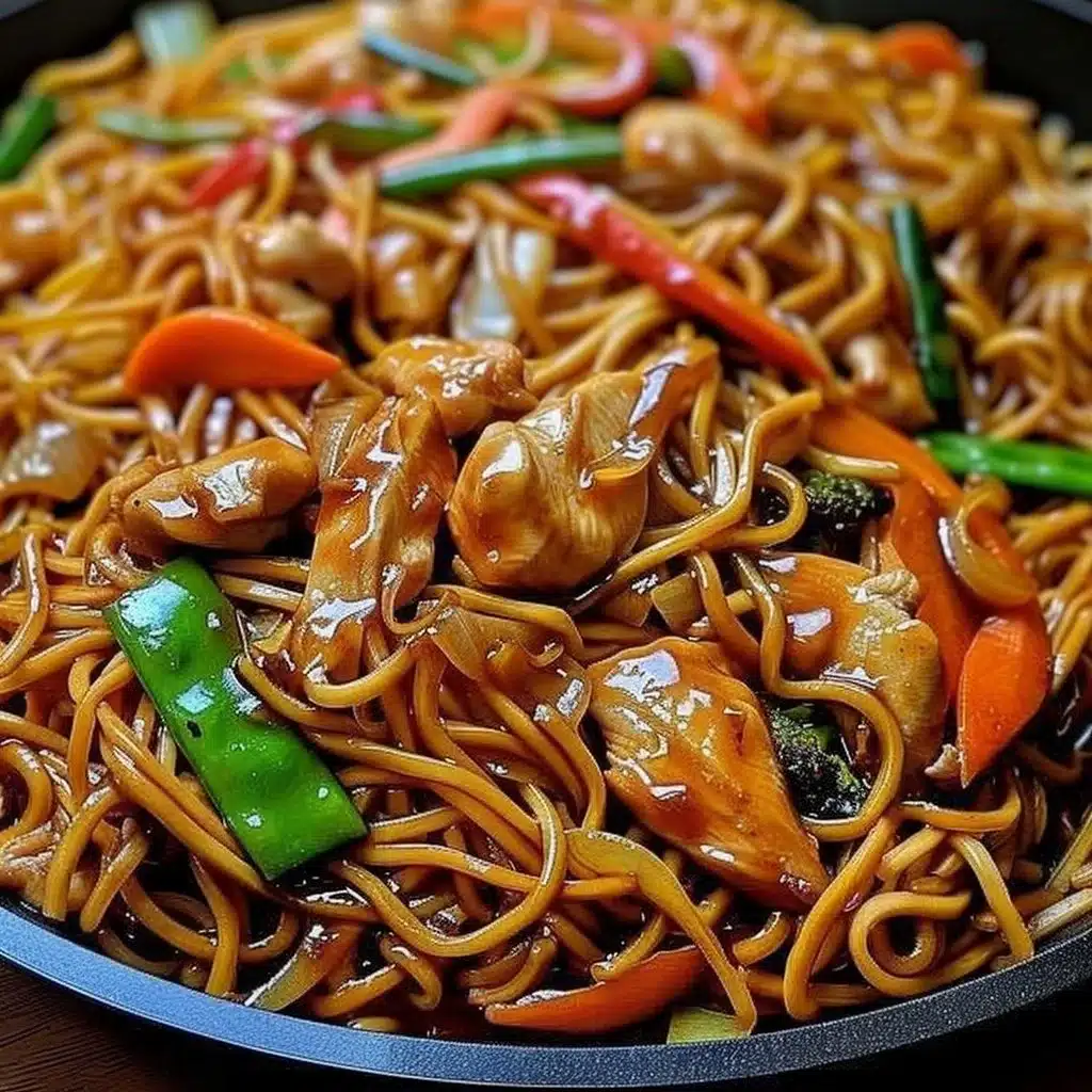 Chicken Lo Mein Recipe 4 Delicious Chicken Lo Mein stir-fried noodles with vegetables and chicken