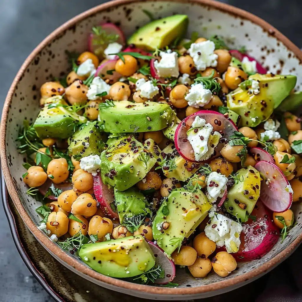 Chickpea Feta Avocado Salad 4 Chickpea Feta Avocado Salad with fresh ingredients in a bowl