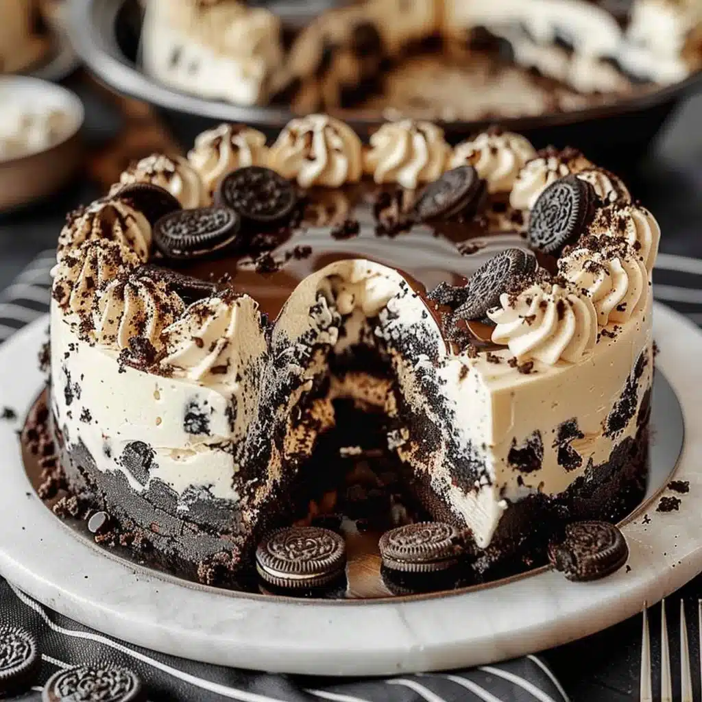 Oreo Cheesecake 4 Delicious Oreo Cheesecake topped with crushed Oreos and chocolate drizzle