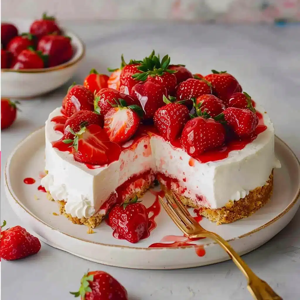 Strawberry Cheesecake 4 Delicious strawberry cheesecake topped with fresh strawberries and whipped cream