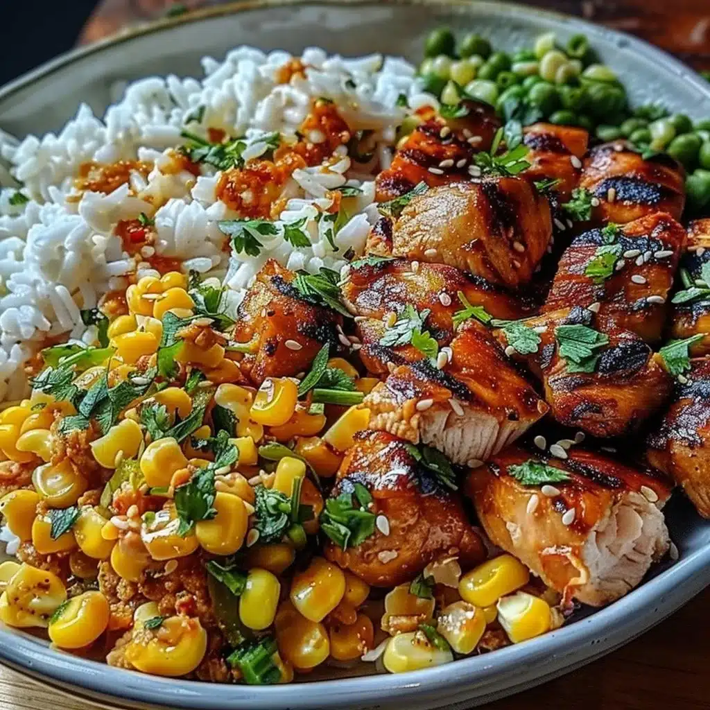 Street Corn Chicken Rice Bowl 4 Delicious Street Corn Chicken Rice Bowl topped with flavorful ingredients