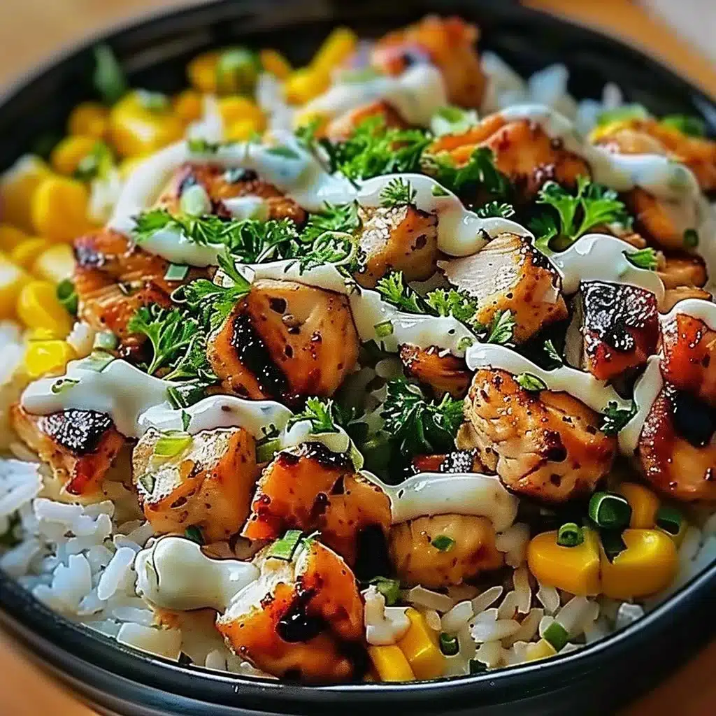 Street Corn Chicken Rice Bowl 4 Delicious Street Corn Chicken Rice Bowl with grilled chicken and fresh ingredients