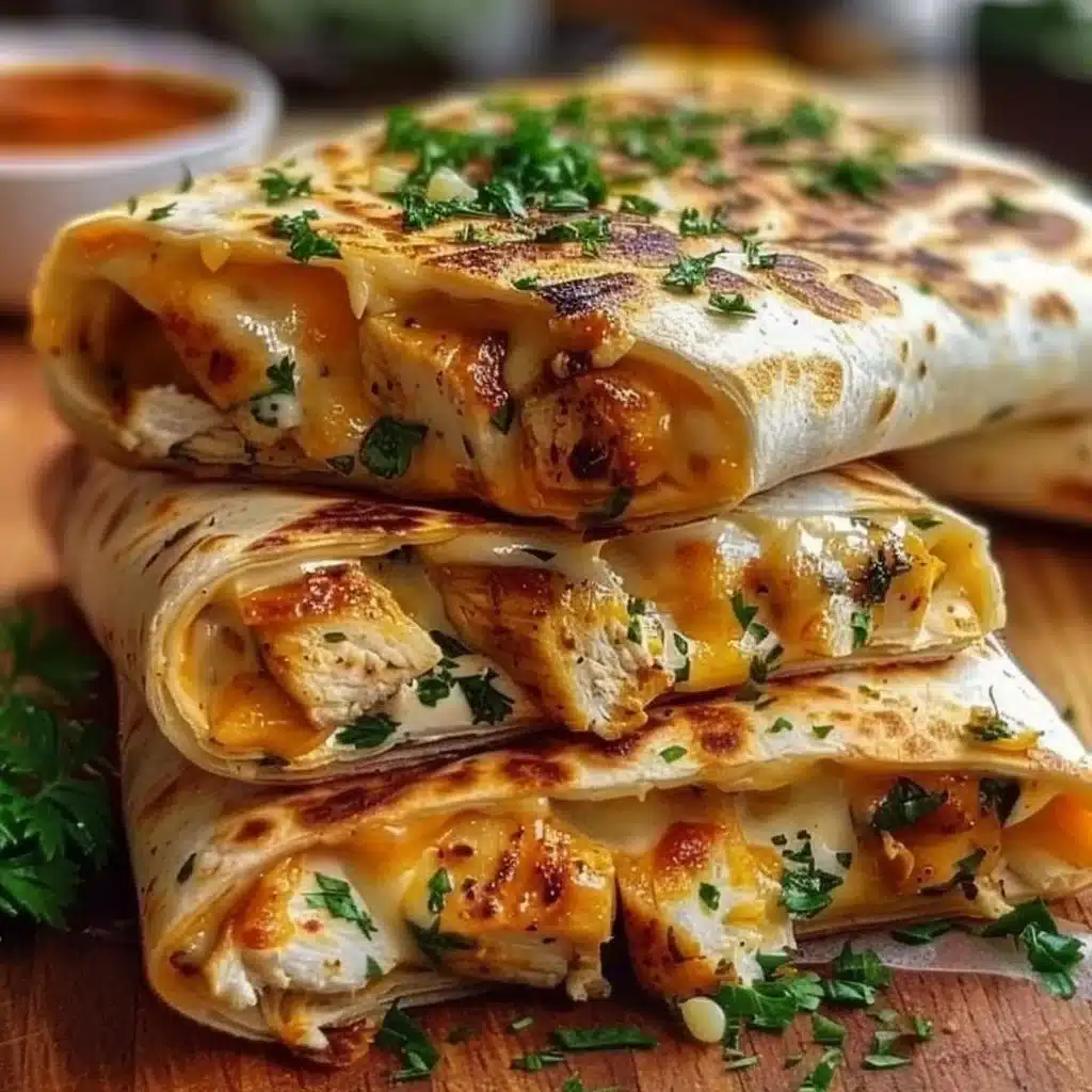 Cheesy Garlic Chicken Wraps 3 Cheesy Garlic Chicken Wraps