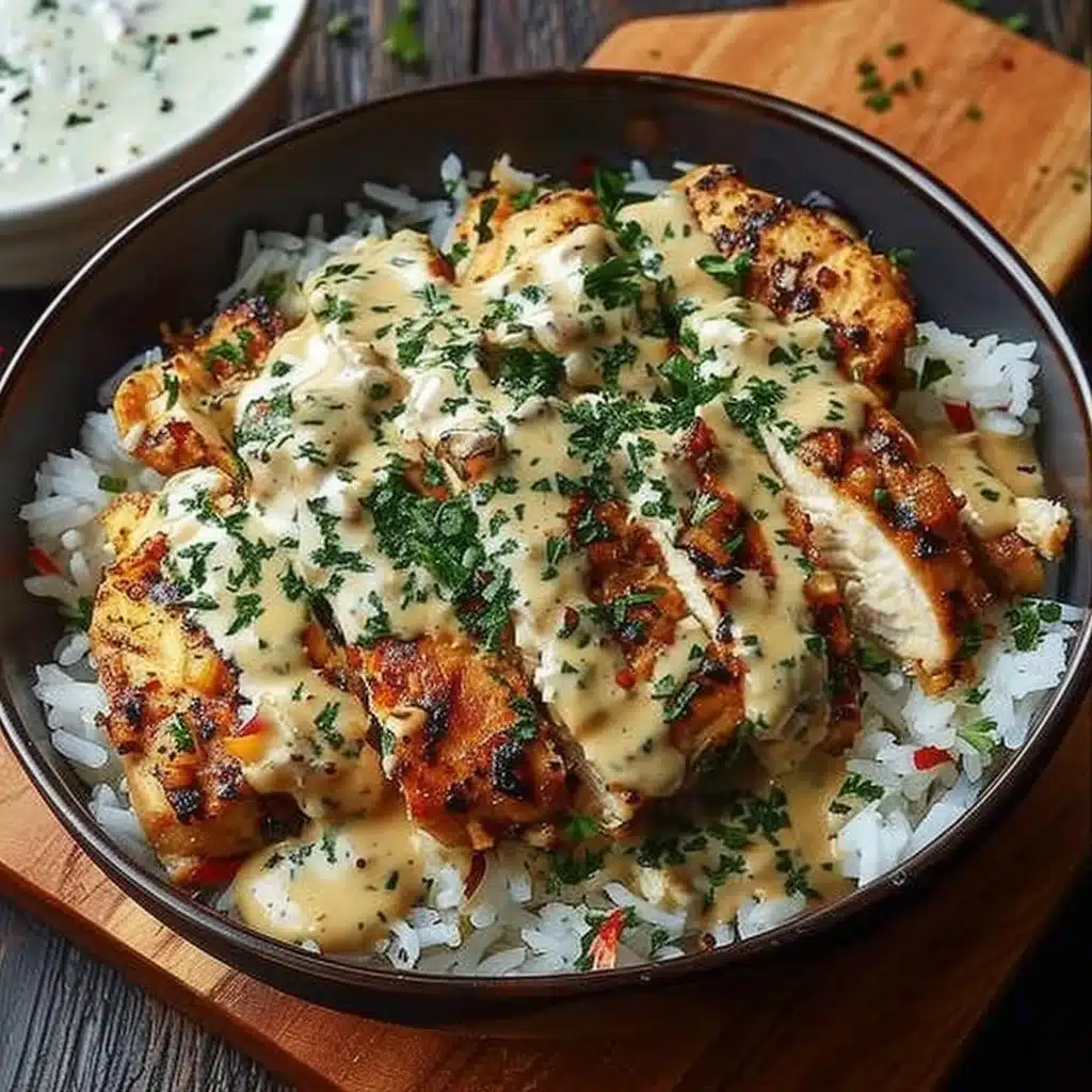 Chicken & Rice Bowls with Creamy Garlic Sauce 3 Chicken & Rice Bowls with Creamy Garlic Sauce