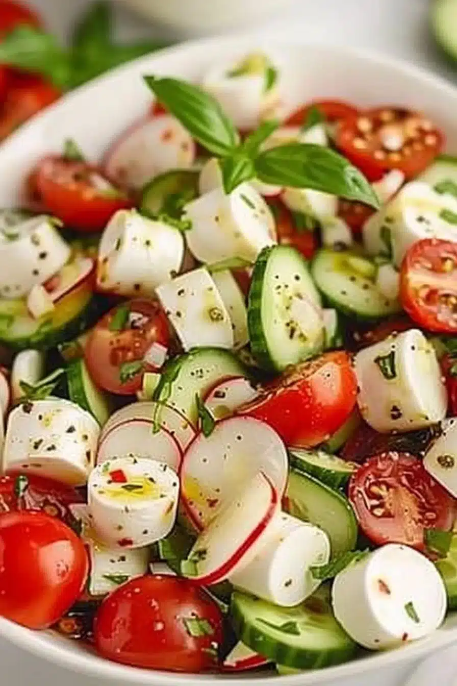 Cucumber Caprese Salad 3 Cucumber Caprese Salad