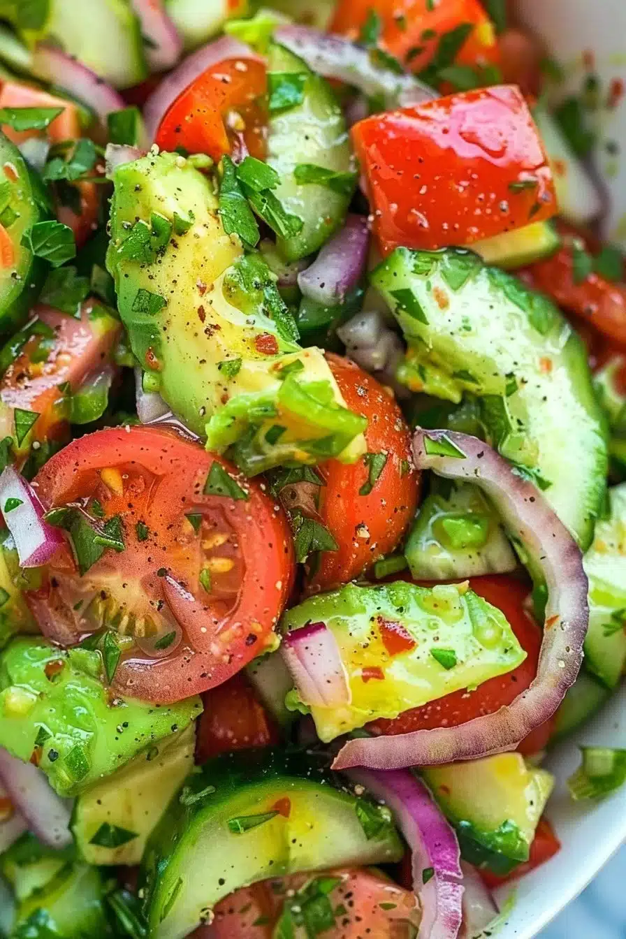 Cucumber Tomato Avocado Salad 3 Cucumber Tomato Avocado Salad