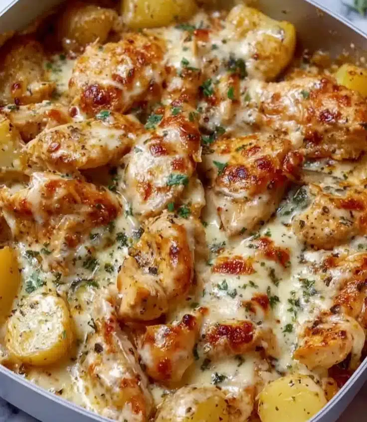 Creamy Garlic Cheesy Chicken and Potatoes 3 Creamy Garlic Cheesy Chicken and Potatoes